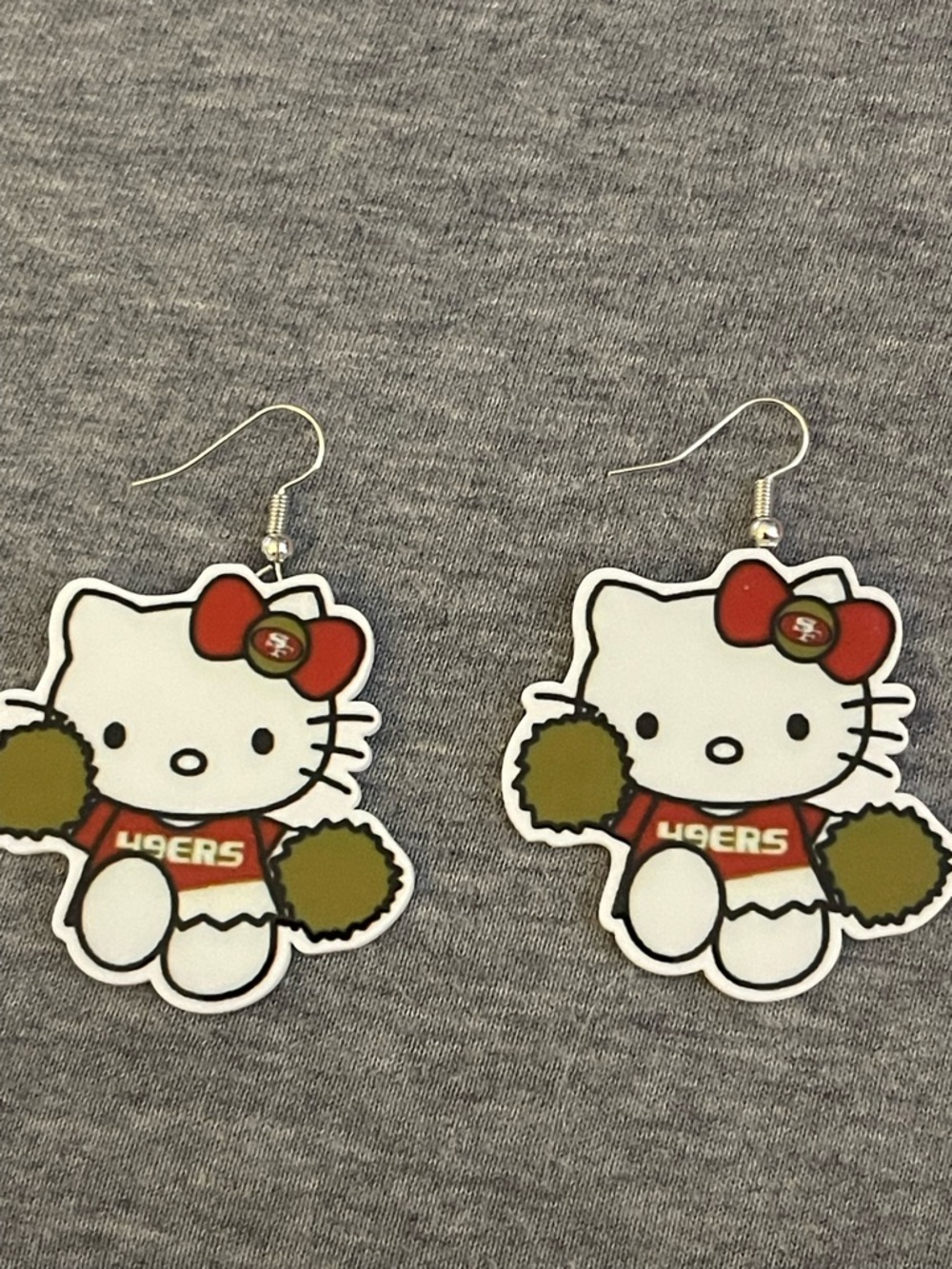 Hello Kitty 49ers Red Cheerleader Drop Earrings